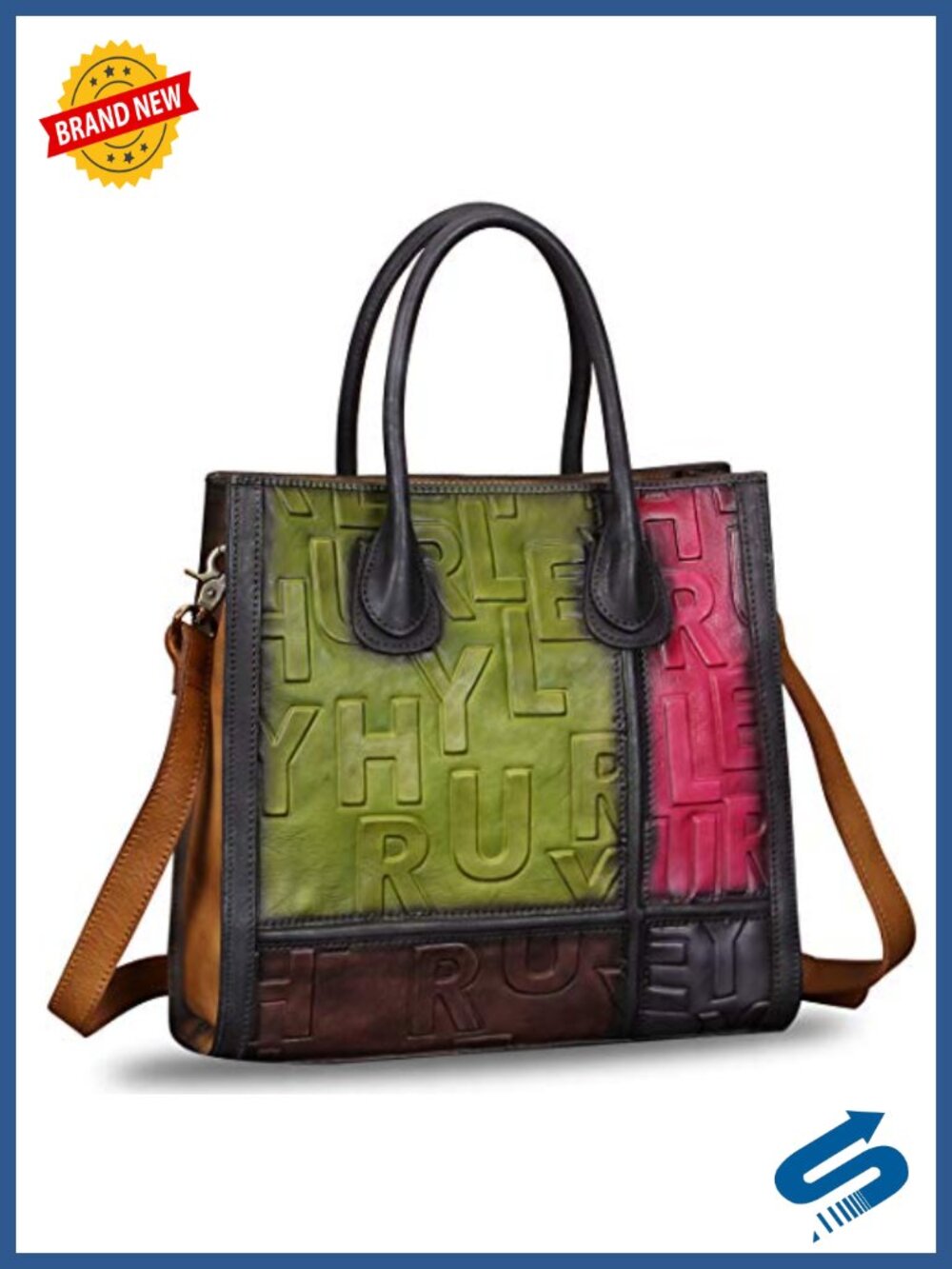 Genuine Cow Leather Satchel Handbag Vintage Tote Shoulder Bag Top Handle Purse